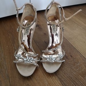 Badgley Mischka sparking satin and crystal shoes